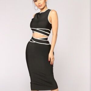 NEW Elegant Black and White Women's two piece skirt AND top